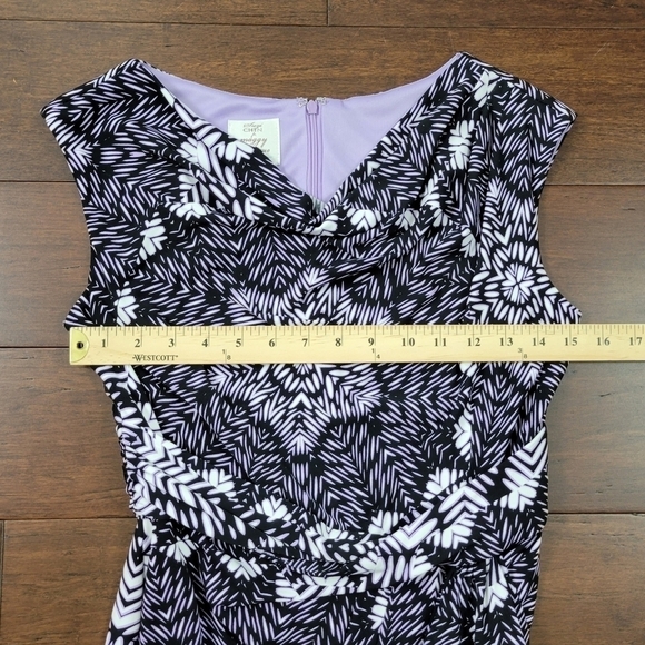 Suzi Chin for Maggy Boutique Sleeveless Drapey Sheath Dress Size 4 Purple Black - Picture 6 of 8